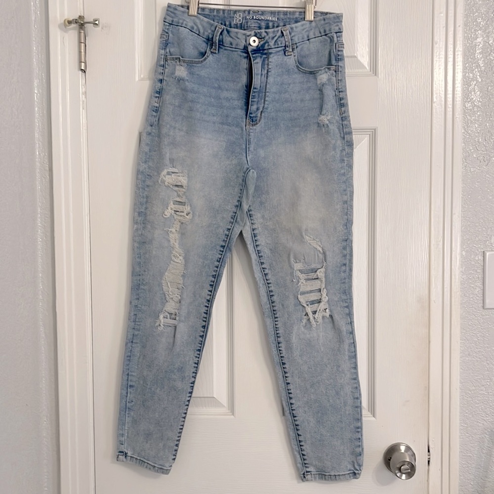 Light blue jeans with fake rips from no boundaries